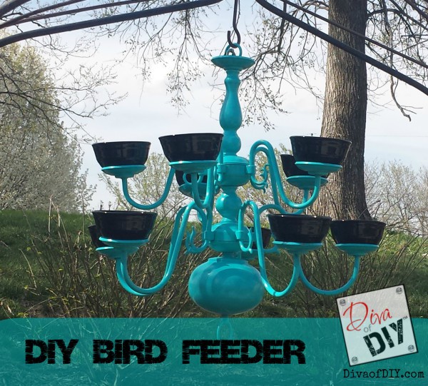 Updating you home lighting? Don't throw away that old brass chandelier... grab some spray paint and custard cups and make an awesome bird feeder!