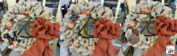 Not sure how to make a burlap wreath? Follow this burlap wreath tutorial and add your personal accents. Change it up for holiday decorating! Easy DIY Ideas!