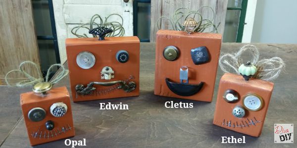 DIY Halloween Decorations made out of recycled materials. It's like Mr. Potato Head for pumpkins. Great for Vintage Halloween decorating! Junk-O-Lanters!