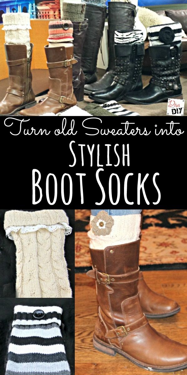 Love the look of boot socks but not the bulk or expense? These DIY no sew boot socks are the perfect solution! Grab some old sweaters and get started!