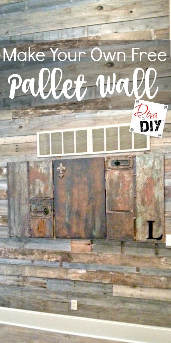 Pallet wood is the perfect substitution for reclaimed barn wood. This DIY Rustic Pallet Wall only costs a few bucks for the nails. Great farmhouse wall art!