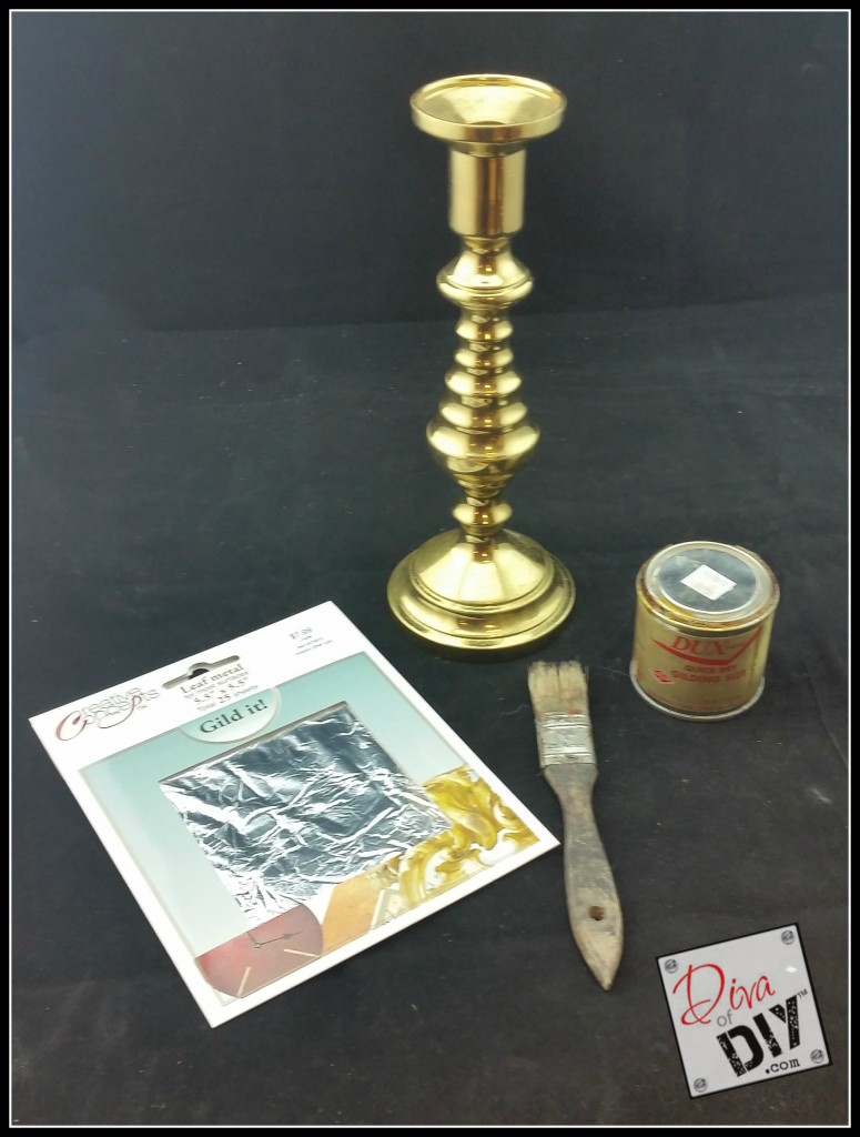 Thrift store finds brass candlestick silver leafing