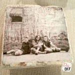 Coaster are something everyone uses so these DIY coasters make a great gift! Use stamps or photos to make coasters out of travertine tiles.