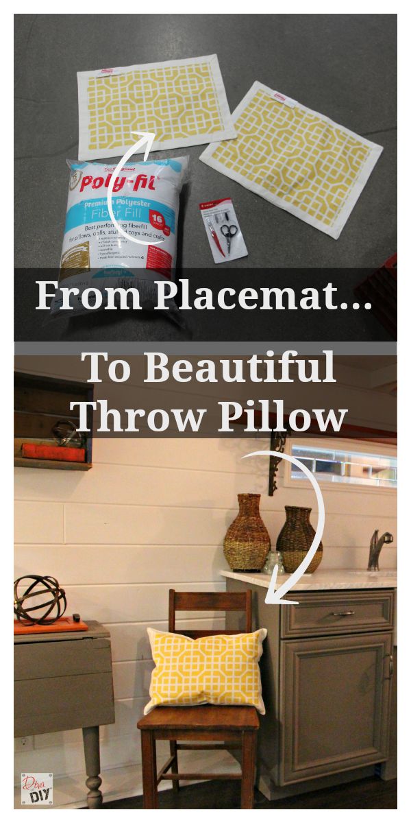 Make your own no sew throw pillows using placemats! This cheap throw pillows DIY is great for everyday bedroom throw pillows to perfect seasonal decor idea!
