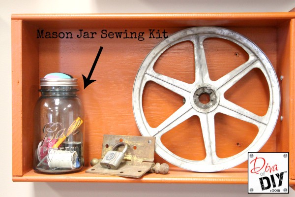 Everyone needs a small emergency sewing kit. Why not make one that can be displayed. You can with this quick and easy Mason Jar Sewing Kit .