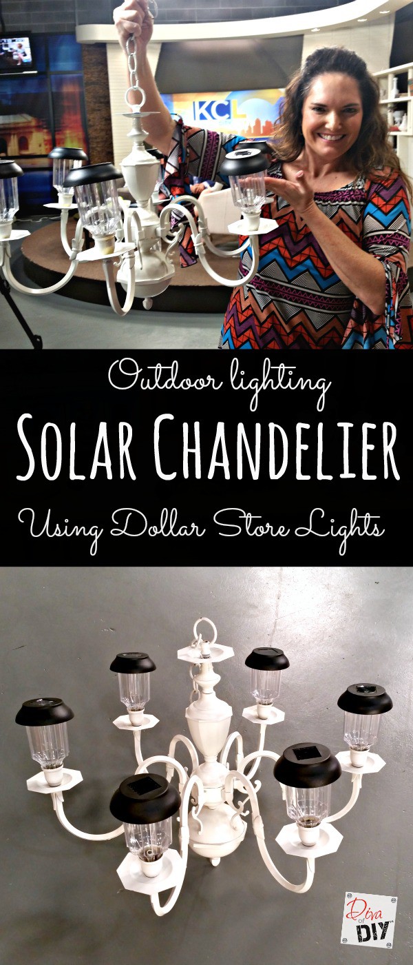 Looking for a unique outdoor lighting idea? Make this solar chandelier! Elevate the style of your outdoor lighting by adding dollar store solar lights!