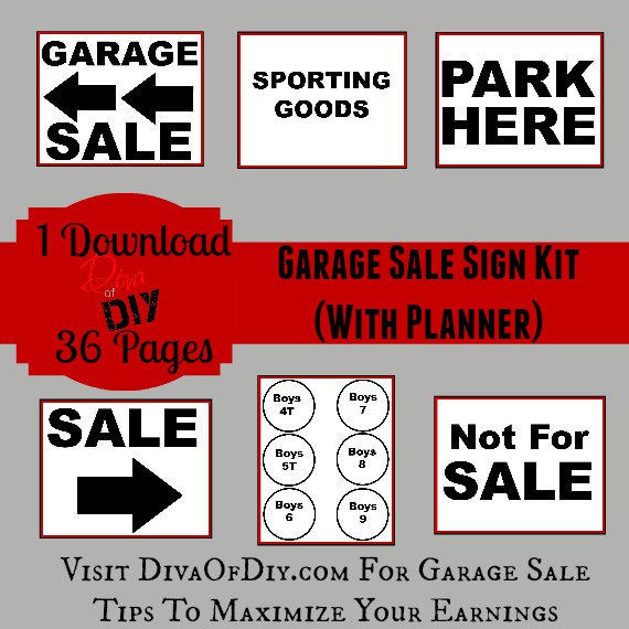 Garaage Sale Kit Printable Image Diva of DIY