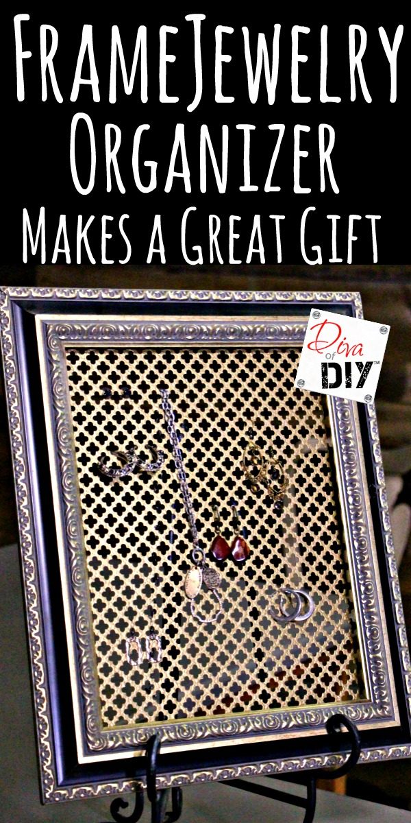 Make a quick and easy DIY Jewelry Organizer from an old frame! This Frame Jewelry Organizer idea is a stylish and unique way to display your jewelry!