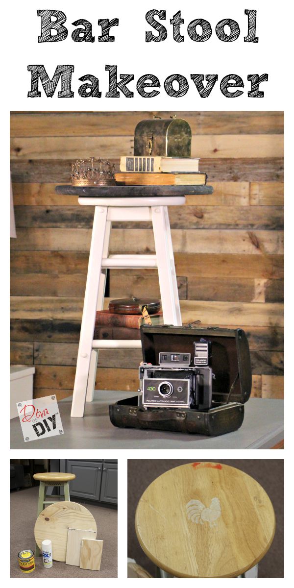 Create a stylish end table or night stand using a $1.00 garage sale bar stool