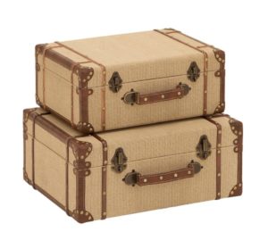 These burlap suitcases will add hidden storage to your platform bed