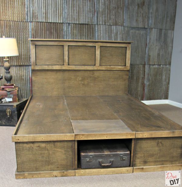 Diy King Platform Bed With Storage, King Bed Plans With Storage