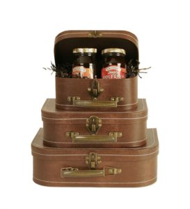 These vintage-looking suitcases will add hidden storage to your platform bed