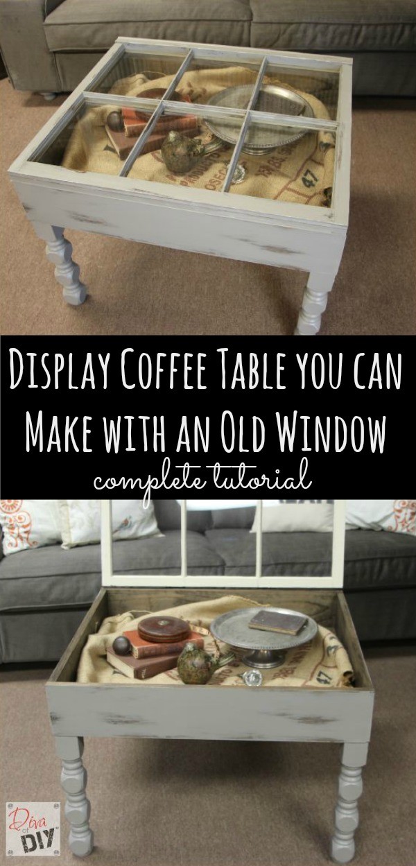 This old window coffee table diy is easy to make and is functional and you can display treasures in the inside storage! Quick and Easy DIY Farmhouse Style!