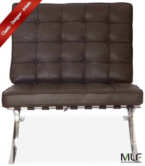 living room dark brown barcelona chair