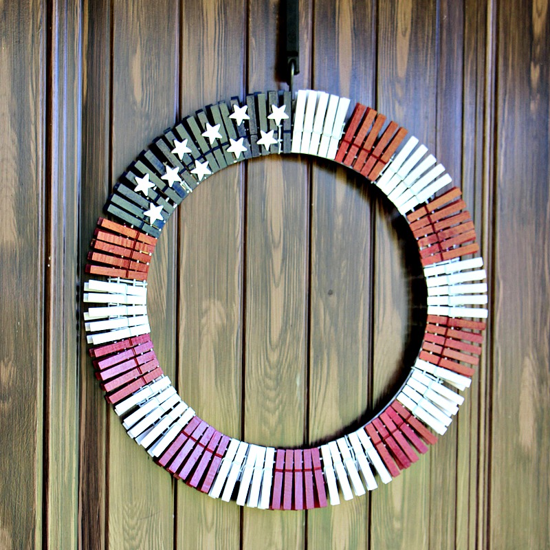 american flag clothespin wreath