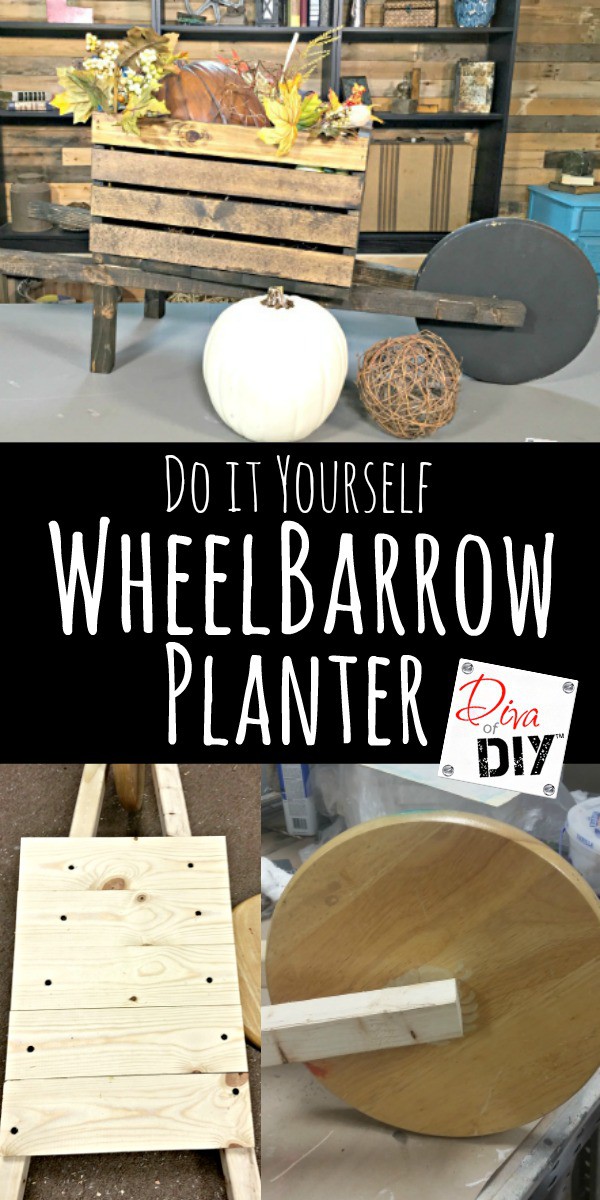 DIY planters that can be changed for the seasons! Make a wheelbarrow planter out of a wooden crate for real flowers or for Holiday Decorating! Think Fall!