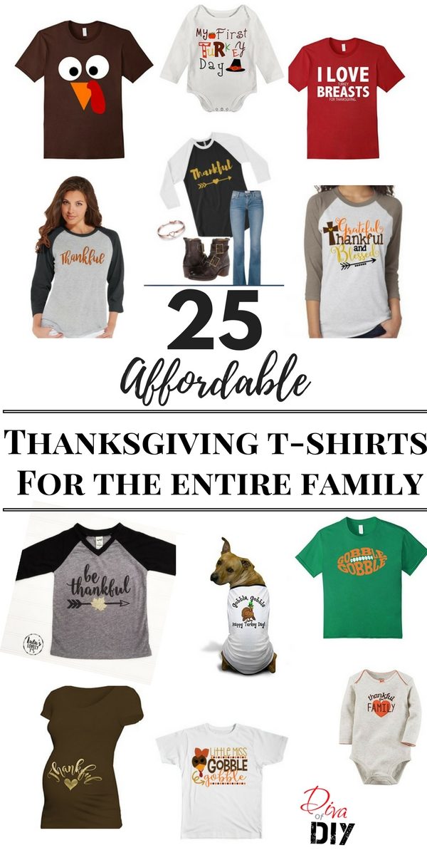 25 T-shirt ideas to make your Thanksgiving festive! You have worked so hard on your Thanksgiving decorations and turkey, why not a festive family outfit!