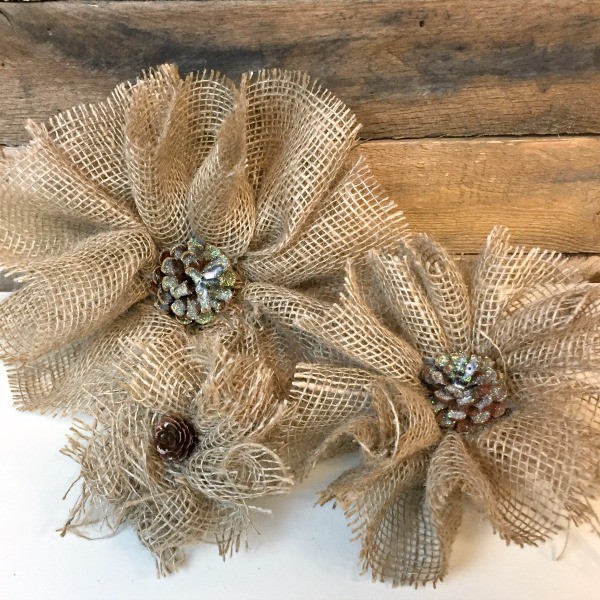 Handmade burlap flowers