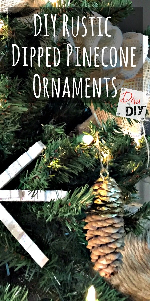 Pinecone crafts can add a rustic touch to your Christmas tree! These DIY pinecone ornaments have a quick and simple paint dipped rustic modern look!