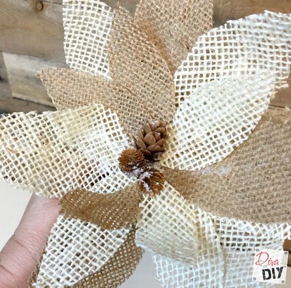 Personalize your Christmas decorations by making your own burlap poinsettias for your Christmas tree ornaments or Christmas decor. Vintage Christmas decor!