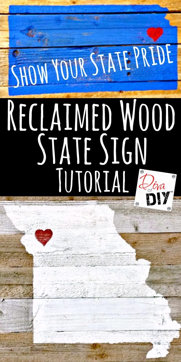These rustic DIY wooden state signs are made out of pallet wood! A great addition to your farmhouse decor! They also make the perfect DIY Christmas gift!