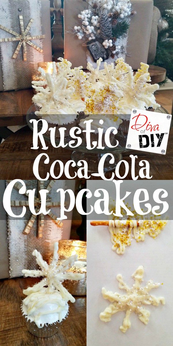 This coca cola cake is perfect for the non baker! Two ingredients, bake and decorate! Decorate them to match your Christmas Decorations! Rustic Cupcakes! 
