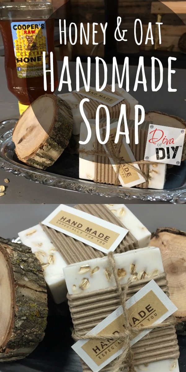 This easy handmade soap combines honey and oats in goats milk soap of for a quick elegant DIY gift! Easy homemade soap packaging makes it ready to gift!