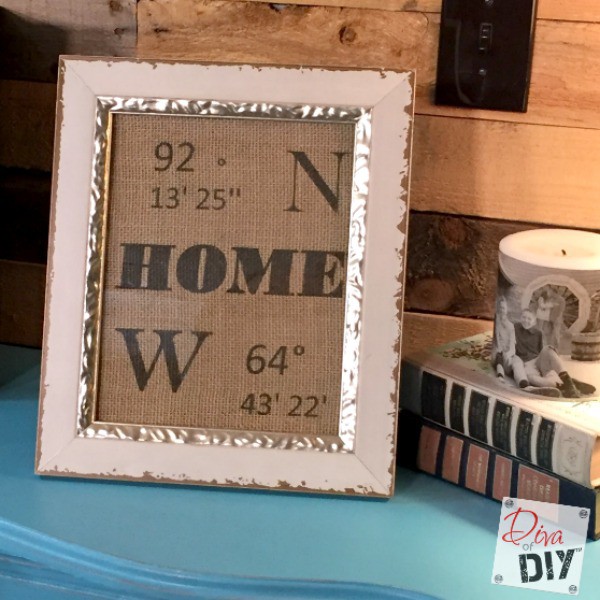 Longitude and Latitude signs are all the rage! Make these DIY homemade signs by printing on burlap from your home printer! Wedding Gifts or Christmas Gifts!