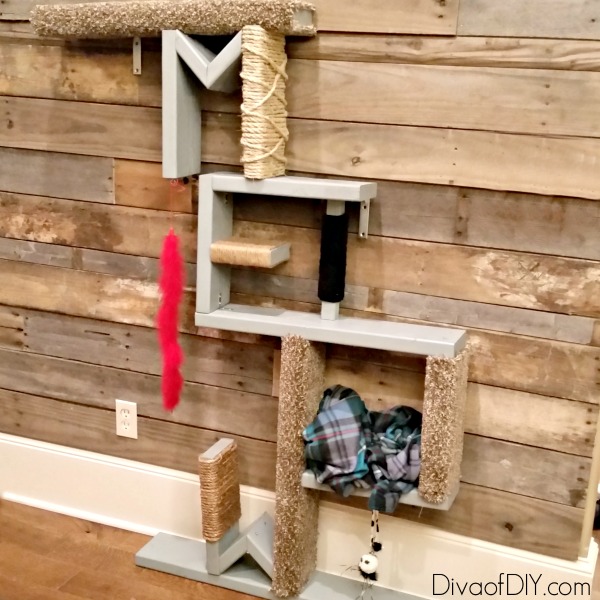 Attention Cat lovers! Let me show you how to make cat scratching diy shelves! This homemade cat scratching post idea for the wall! Awesome Cat DIY project!
