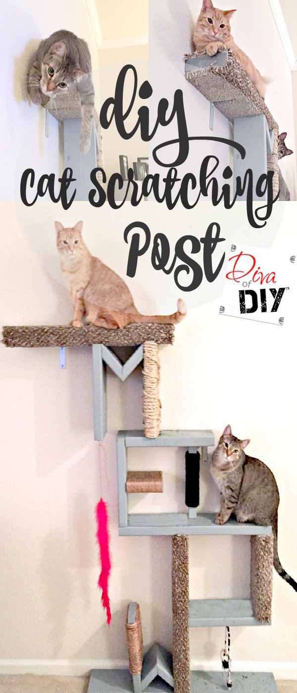 Attention Cat lovers! Let me show you how to make cat scratching diy shelves! This homemade cat scratching post idea for the wall! Awesome Cat DIY project!