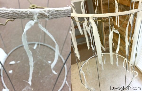 Looking for rustic chandelier ideas? This rustic shabby chic chandelier diy is the perfect way to upcycle worn out lamp shades! Cheap Romantic bedroom ideas 