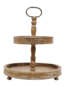This 2-tiered wooden tray will look great on your farmhouse table