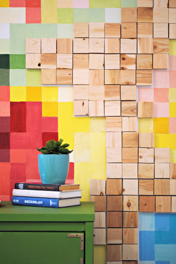 Mur de bois pixellisé