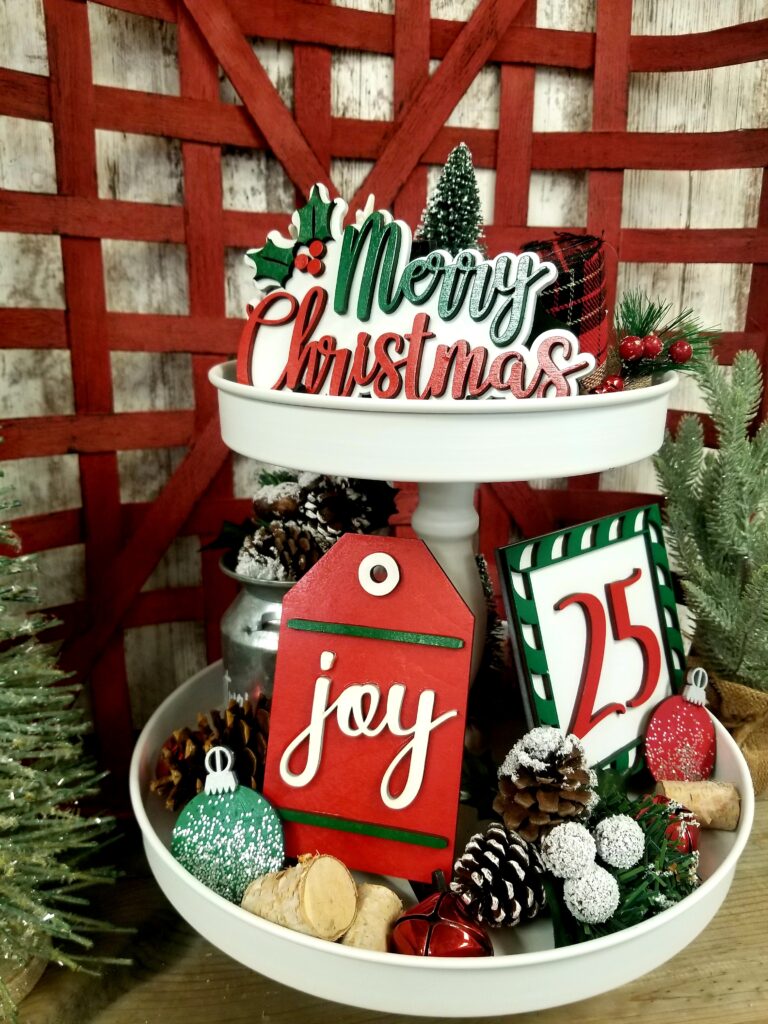 Merry Christmas Tiered Tray Decor
